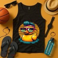 Cool Retro Yellow Duck In Sunglasses 70s 80s 90s Funny Duck Tank Top thumb 4