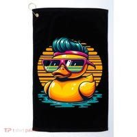 Cool Retro Yellow Duck In Sunglasses 70s 80s 90s Funny Duck Golf Towel thumb 0