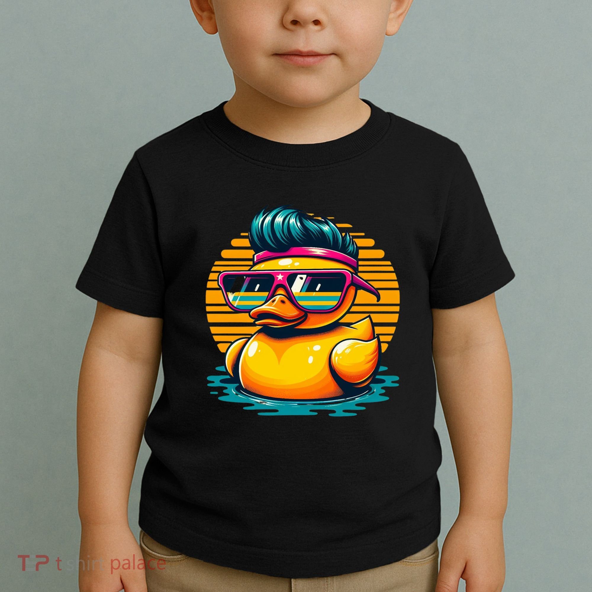 Cool Retro Yellow Duck In Sunglasses 70s 80s 90s Funny Duck Toddler T-Shirt