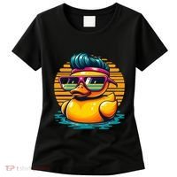Cool Retro Yellow Duck In Sunglasses 70s 80s 90s Funny Duck Women's T-Shirt thumb 0