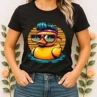 Cool Retro Yellow Duck In Sunglasses 70s 80s 90s Funny Duck Women's T-Shirt thumb 2