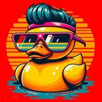Cool Retro Yellow Duck In Sunglasses 70s 80s 90s Funny Duck Santa Hat thumb 1