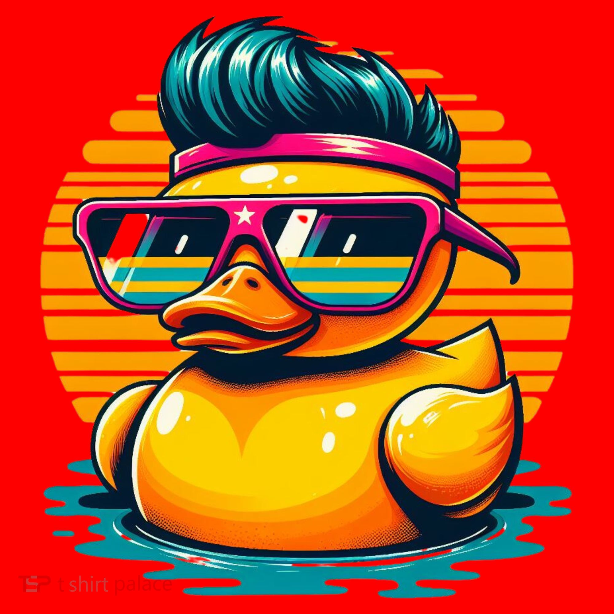 Cool Retro Yellow Duck In Sunglasses 70s 80s 90s Funny Duck Santa Hat