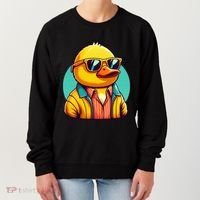 Cool Retro Yellow Duck In Sunglasses 70s 80s 90s Funny Duck Women's Sweatshirt thumb 0