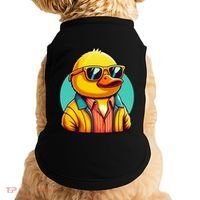 Cool Retro Yellow Duck In Sunglasses 70s 80s 90s Funny Duck Doggie Tank thumb 0