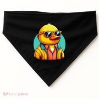 Cool Retro Yellow Duck In Sunglasses 70s 80s 90s Funny Duck USA-Made Doggie Bandana thumb 0