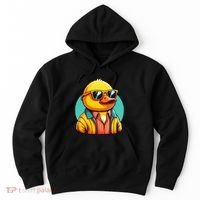 Cool Retro Yellow Duck In Sunglasses 70s 80s 90s Funny Duck Hoodie thumb 0