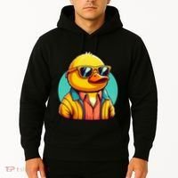 Cool Retro Yellow Duck In Sunglasses 70s 80s 90s Funny Duck Hoodie thumb 2