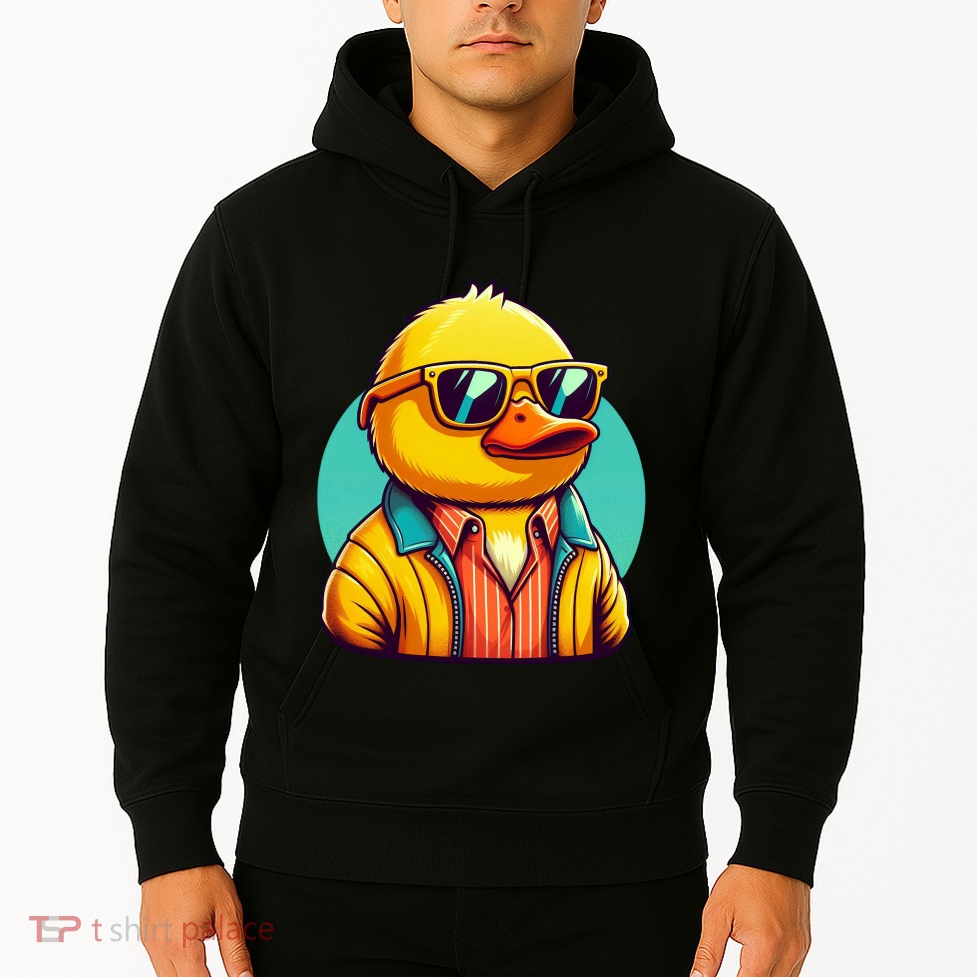 Cool Retro Yellow Duck In Sunglasses 70s 80s 90s Funny Duck Hoodie