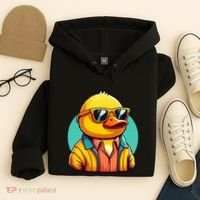 Cool Retro Yellow Duck In Sunglasses 70s 80s 90s Funny Duck Hoodie thumb 4