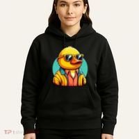 Cool Retro Yellow Duck In Sunglasses 70s 80s 90s Funny Duck Hoodie thumb 5