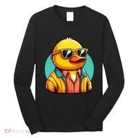 Cool Retro Yellow Duck In Sunglasses 70s 80s 90s Funny Duck Long Sleeve Shirt thumb 0