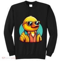 Cool Retro Yellow Duck In Sunglasses 70s 80s 90s Funny Duck Sweatshirt thumb 0