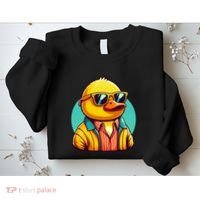 Cool Retro Yellow Duck In Sunglasses 70s 80s 90s Funny Duck Sweatshirt thumb 2