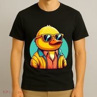 Cool Retro Yellow Duck In Sunglasses 70s 80s 90s Funny Duck T-Shirt thumb 3