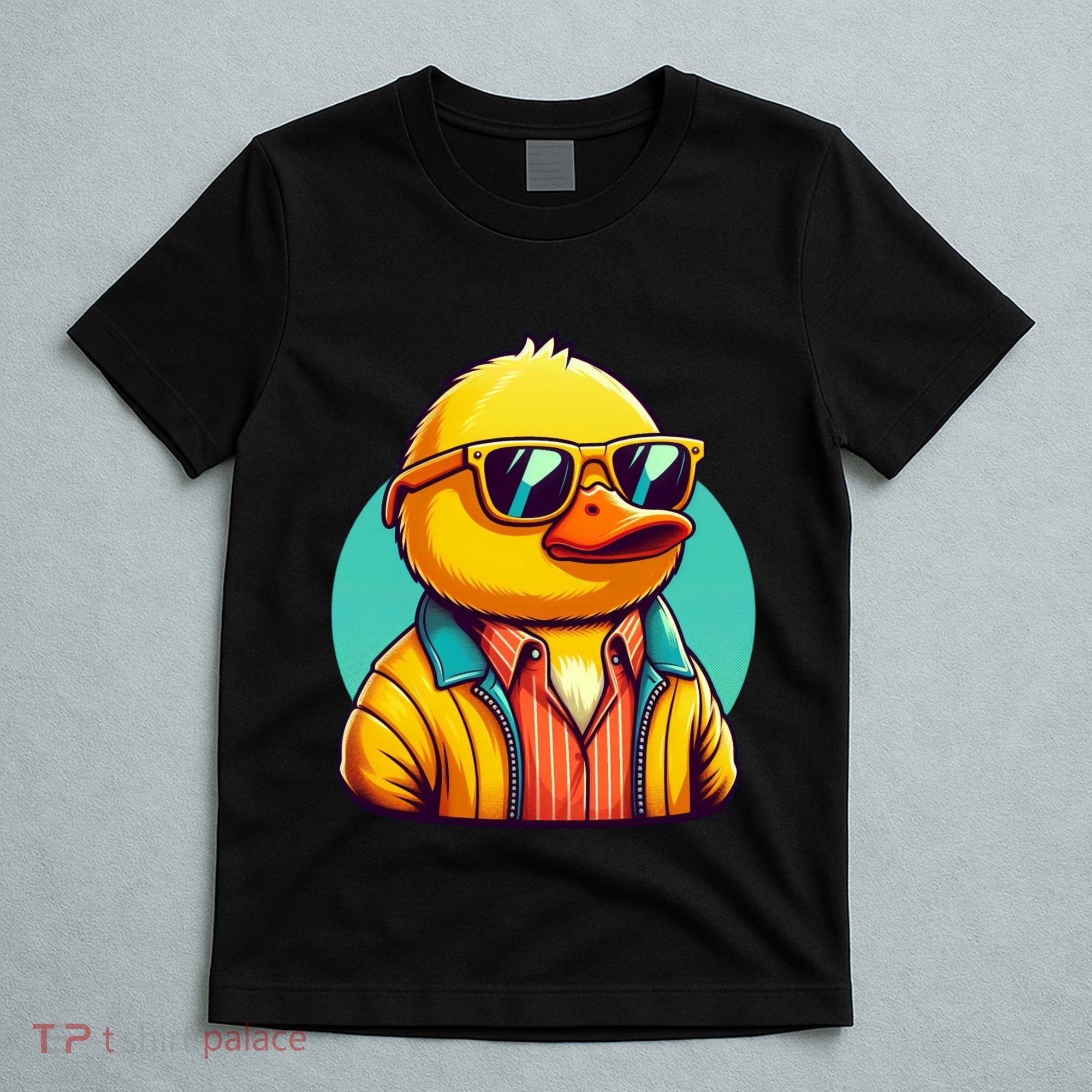 Cool Retro Yellow Duck In Sunglasses 70s 80s 90s Funny Duck T-Shirt