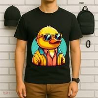 Cool Retro Yellow Duck In Sunglasses 70s 80s 90s Funny Duck T-Shirt thumb 6