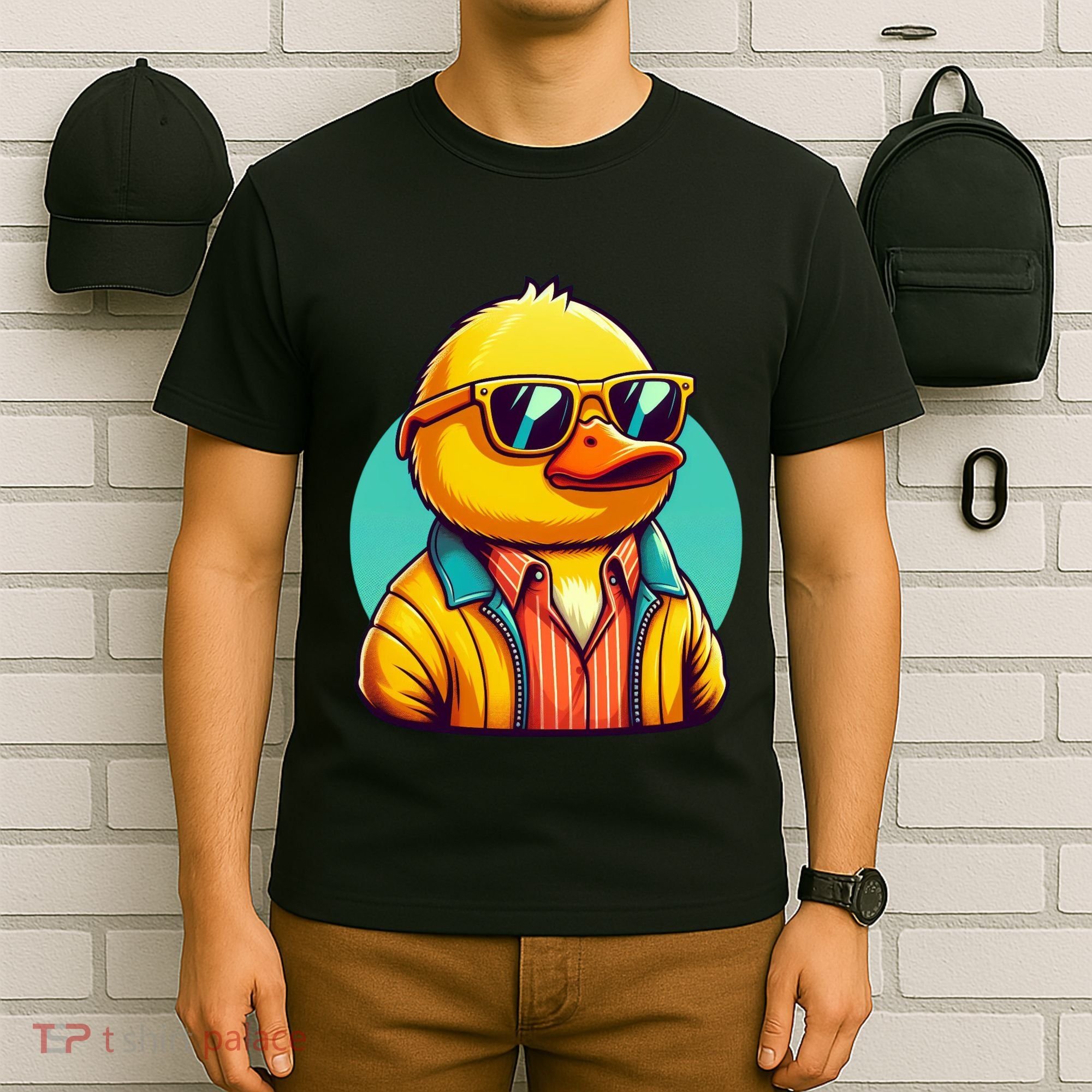 Cool Retro Yellow Duck In Sunglasses 70s 80s 90s Funny Duck T-Shirt