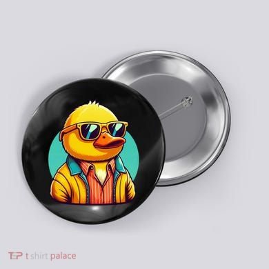Cool Retro Yellow Duck In Sunglasses 70s 80s 90s Funny Duck Button