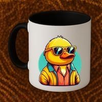 Cool Retro Yellow Duck In Sunglasses 70s 80s 90s Funny Duck Coffee Mug thumb 2