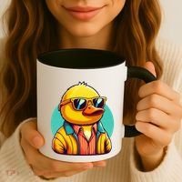 Cool Retro Yellow Duck In Sunglasses 70s 80s 90s Funny Duck Coffee Mug thumb 3