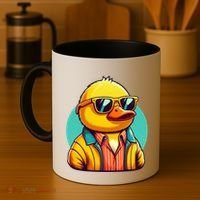 Cool Retro Yellow Duck In Sunglasses 70s 80s 90s Funny Duck Coffee Mug thumb 4