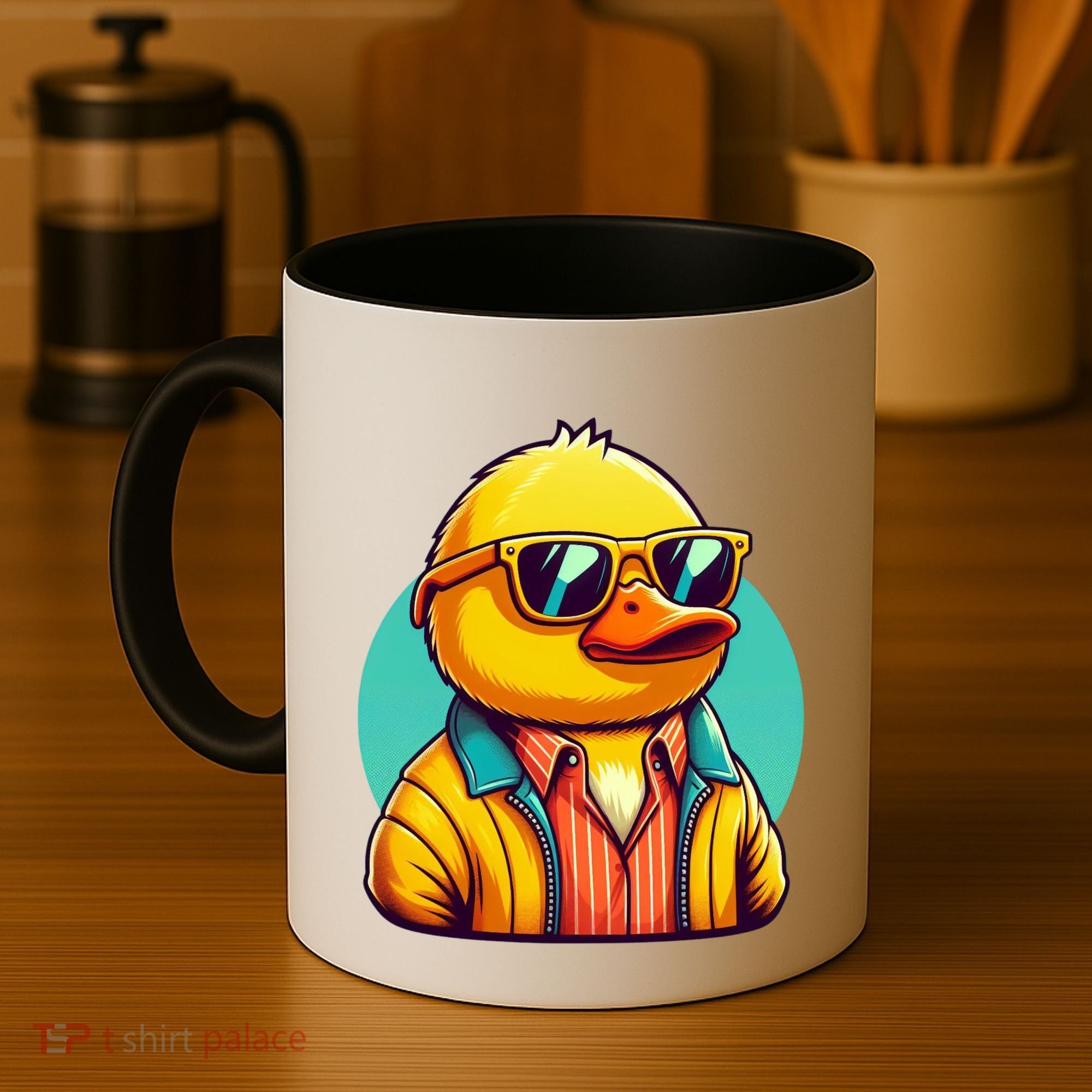 Cool Retro Yellow Duck In Sunglasses 70s 80s 90s Funny Duck Coffee Mug