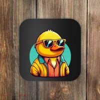 Cool Retro Yellow Duck In Sunglasses 70s 80s 90s Funny Duck Coaster thumb 0