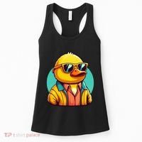 Cool Retro Yellow Duck In Sunglasses 70s 80s 90s Funny Duck Women's Tank Top thumb 0