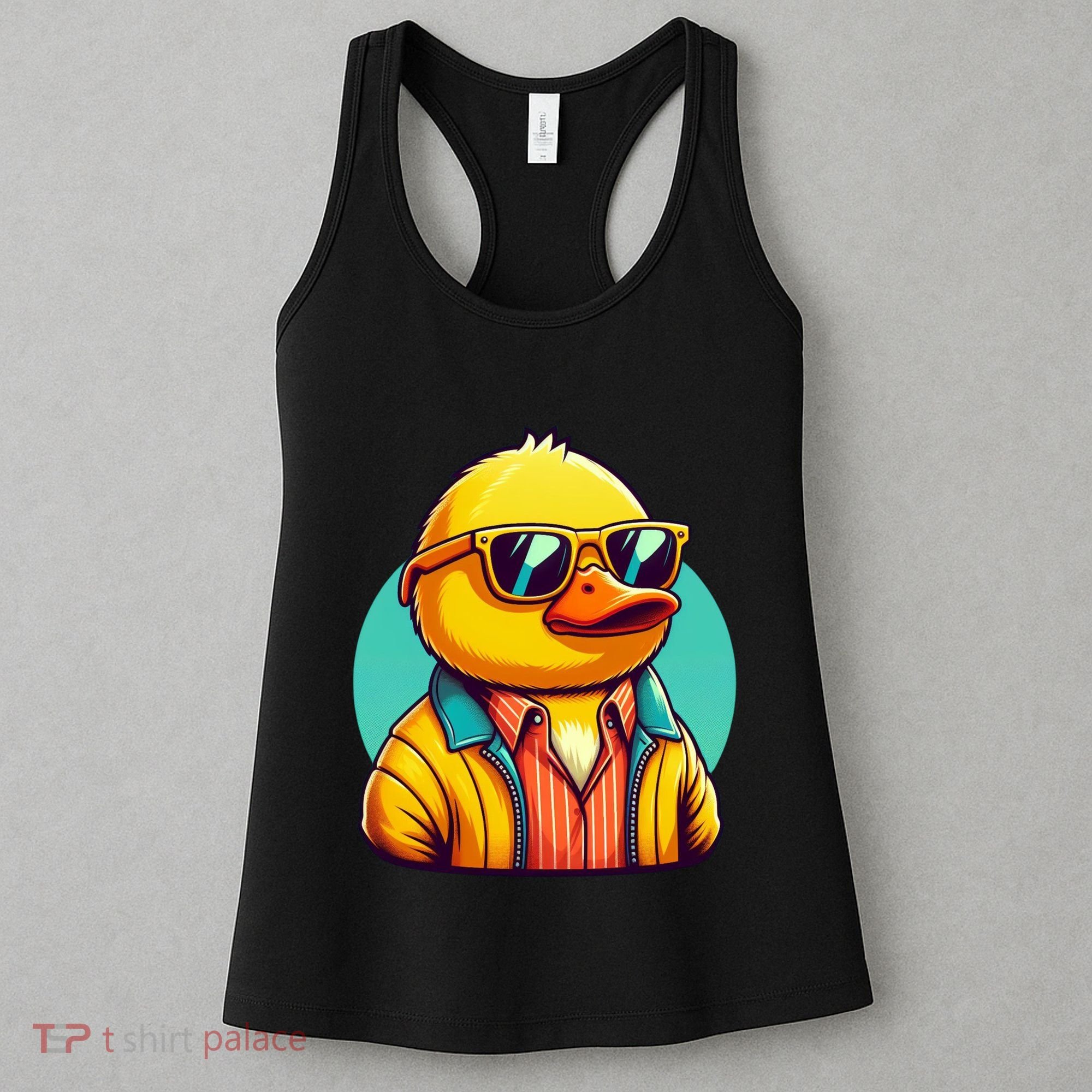 Cool Retro Yellow Duck In Sunglasses 70s 80s 90s Funny Duck Women's Tank Top