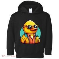 Cool Retro Yellow Duck In Sunglasses 70s 80s 90s Funny Duck Toddler Hoodie thumb 0