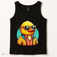 Cool Retro Yellow Duck In Sunglasses 70s 80s 90s Funny Duck Tank Top thumb 2