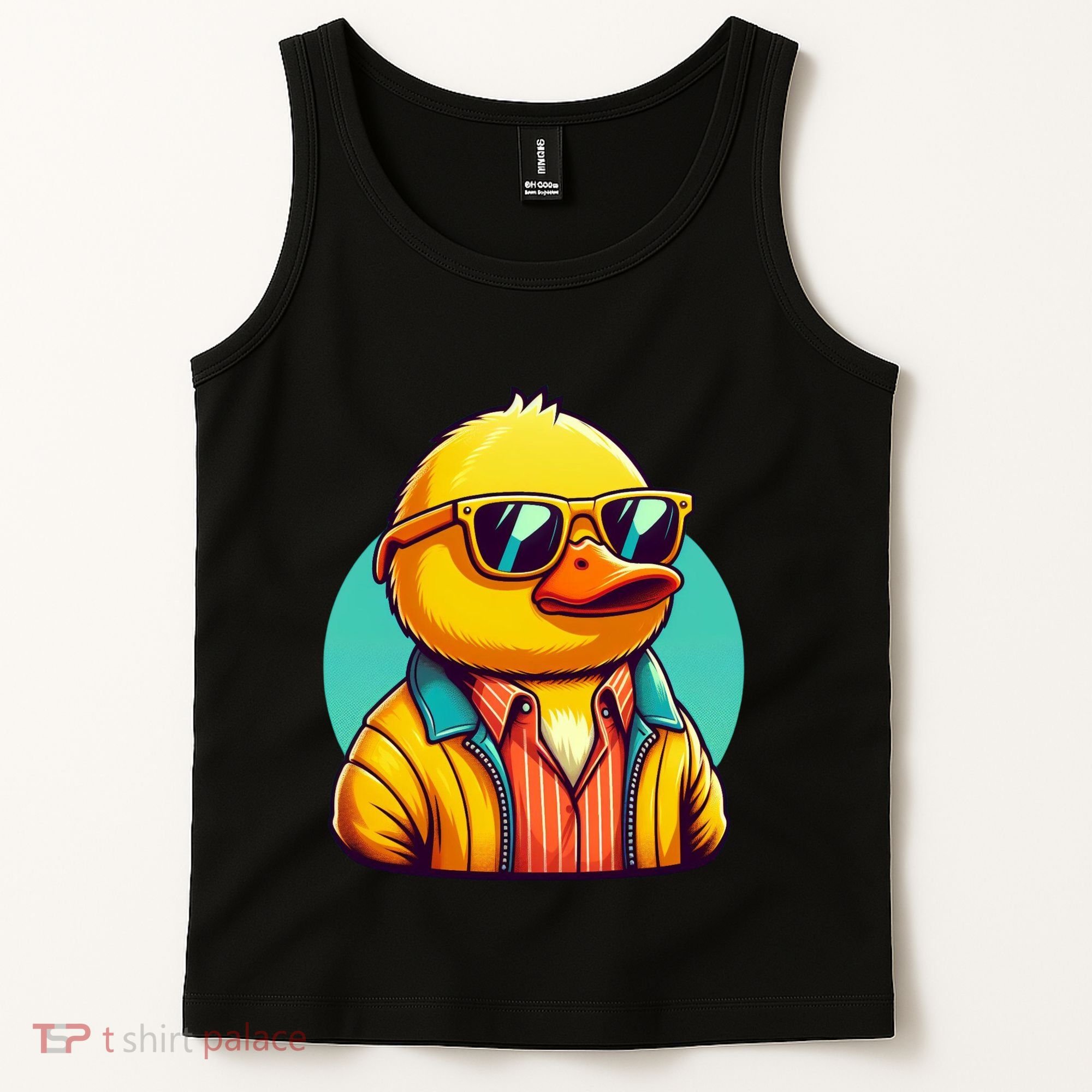 Cool Retro Yellow Duck In Sunglasses 70s 80s 90s Funny Duck Tank Top