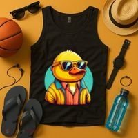 Cool Retro Yellow Duck In Sunglasses 70s 80s 90s Funny Duck Tank Top thumb 4