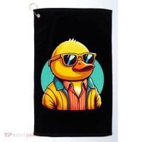 Cool Retro Yellow Duck In Sunglasses 70s 80s 90s Funny Duck Golf Towel thumb 0