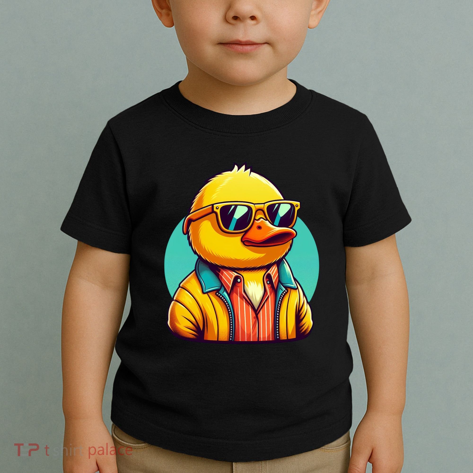 Cool Retro Yellow Duck In Sunglasses 70s 80s 90s Funny Duck Toddler T-Shirt