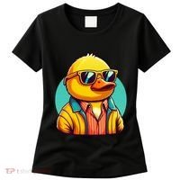 Cool Retro Yellow Duck In Sunglasses 70s 80s 90s Funny Duck Women's T-Shirt thumb 0