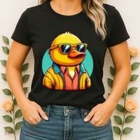 Cool Retro Yellow Duck In Sunglasses 70s 80s 90s Funny Duck Women's T-Shirt thumb 2