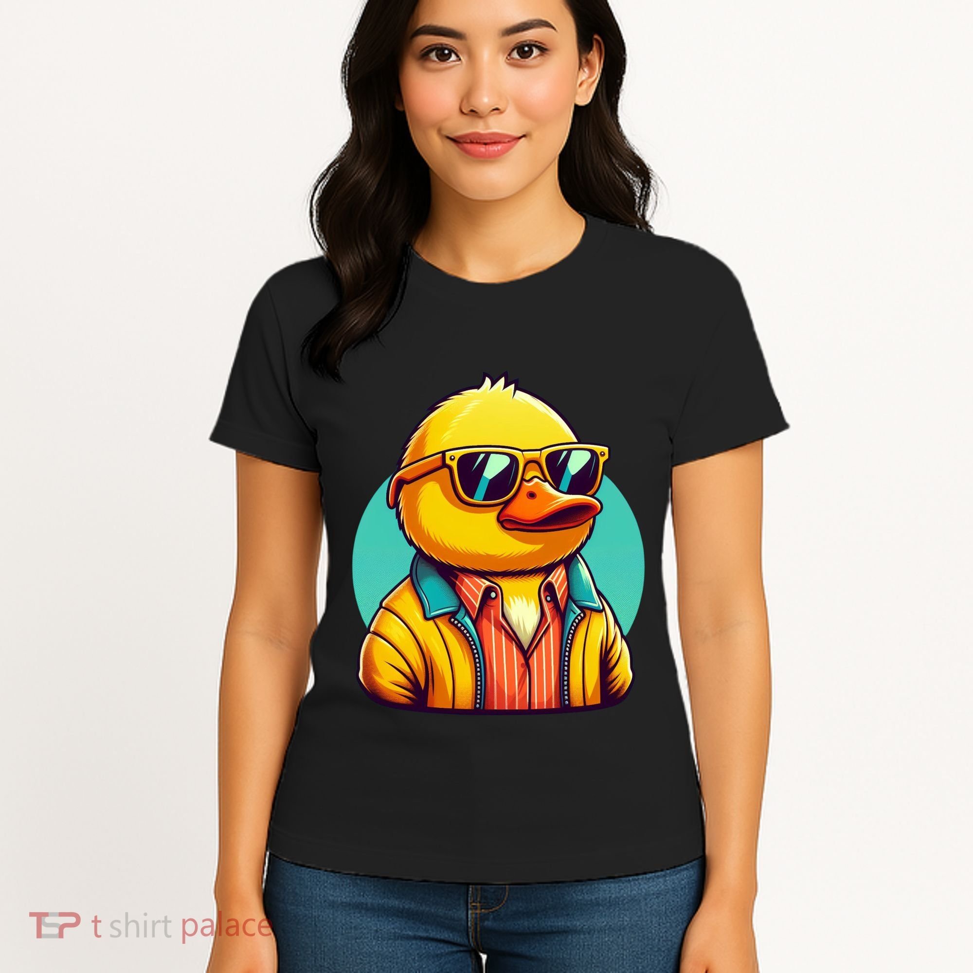 Cool Retro Yellow Duck In Sunglasses 70s 80s 90s Funny Duck Women's T-Shirt