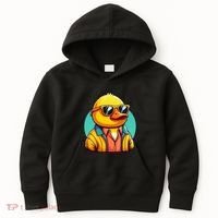 Cool Retro Yellow Duck In Sunglasses 70s 80s 90s Funny Duck Kids Hoodie thumb 0