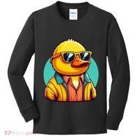 Cool Retro Yellow Duck In Sunglasses 70s 80s 90s Funny Duck Kids Long Sleeve Shirt thumb 0