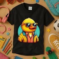 Cool Retro Yellow Duck In Sunglasses 70s 80s 90s Funny Duck Kids T-Shirt thumb 3