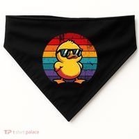 Cool Retro Yellow Duck In Sunglasses 70s 80s 90s USA-Made Doggie Bandana thumb 0