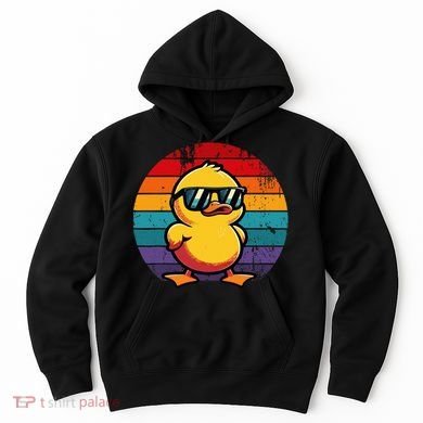 Cool Retro Yellow Duck In Sunglasses 70s 80s 90s Hoodie