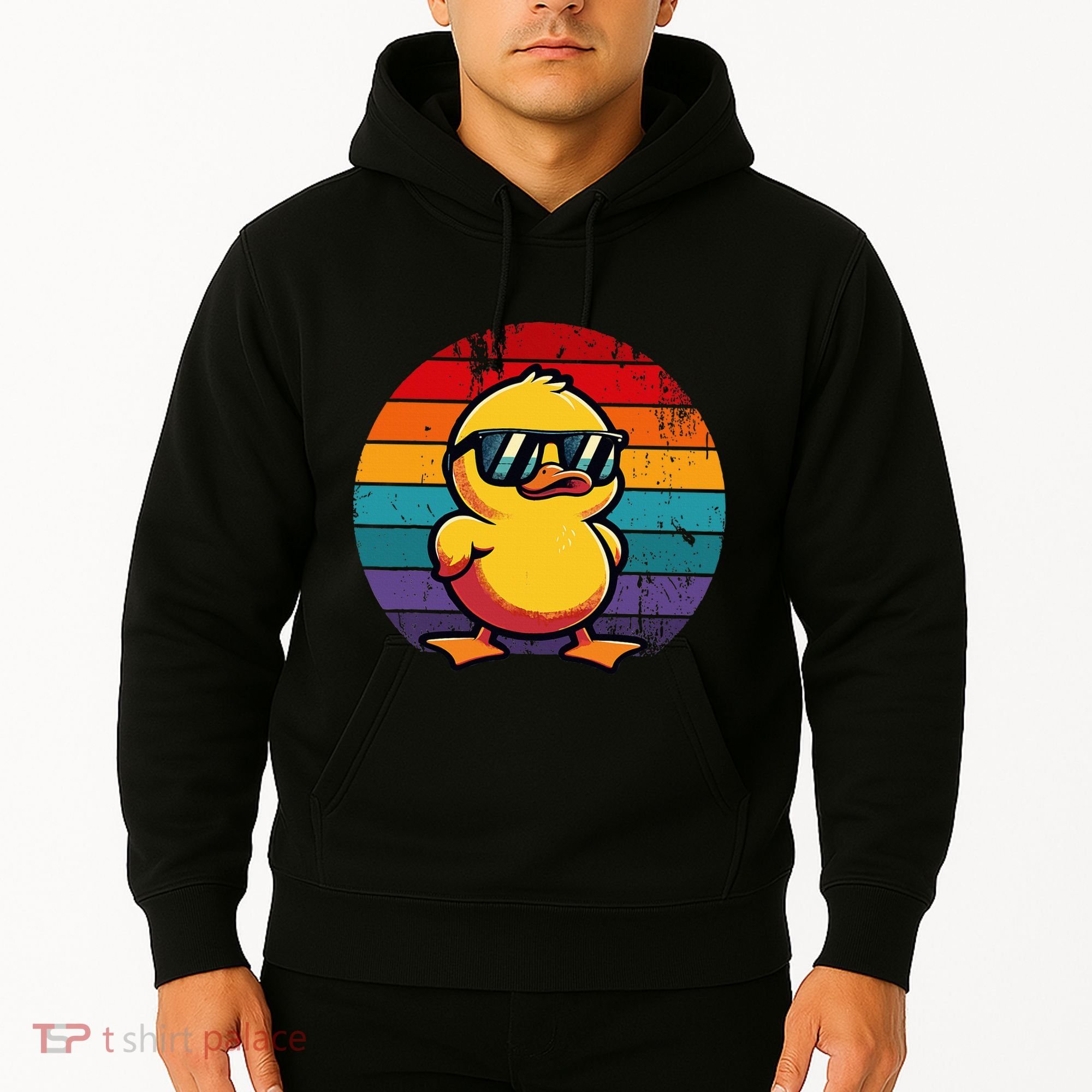 Cool Retro Yellow Duck In Sunglasses 70s 80s 90s Hoodie
