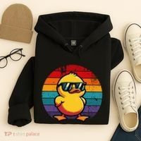 Cool Retro Yellow Duck In Sunglasses 70s 80s 90s Hoodie thumb 4