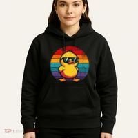 Cool Retro Yellow Duck In Sunglasses 70s 80s 90s Hoodie thumb 5