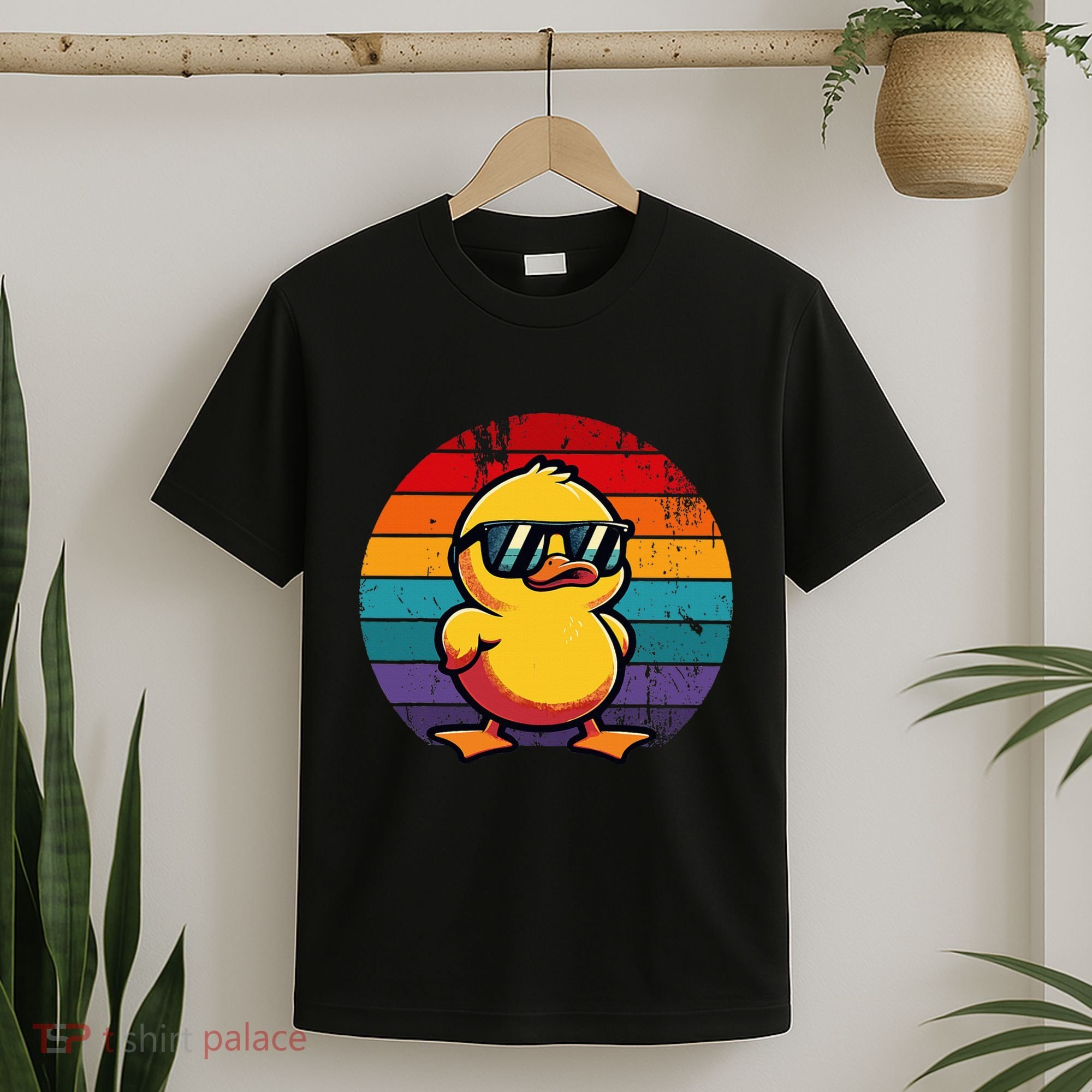 Cool Retro Yellow Duck In Sunglasses 70s 80s 90s T-Shirt