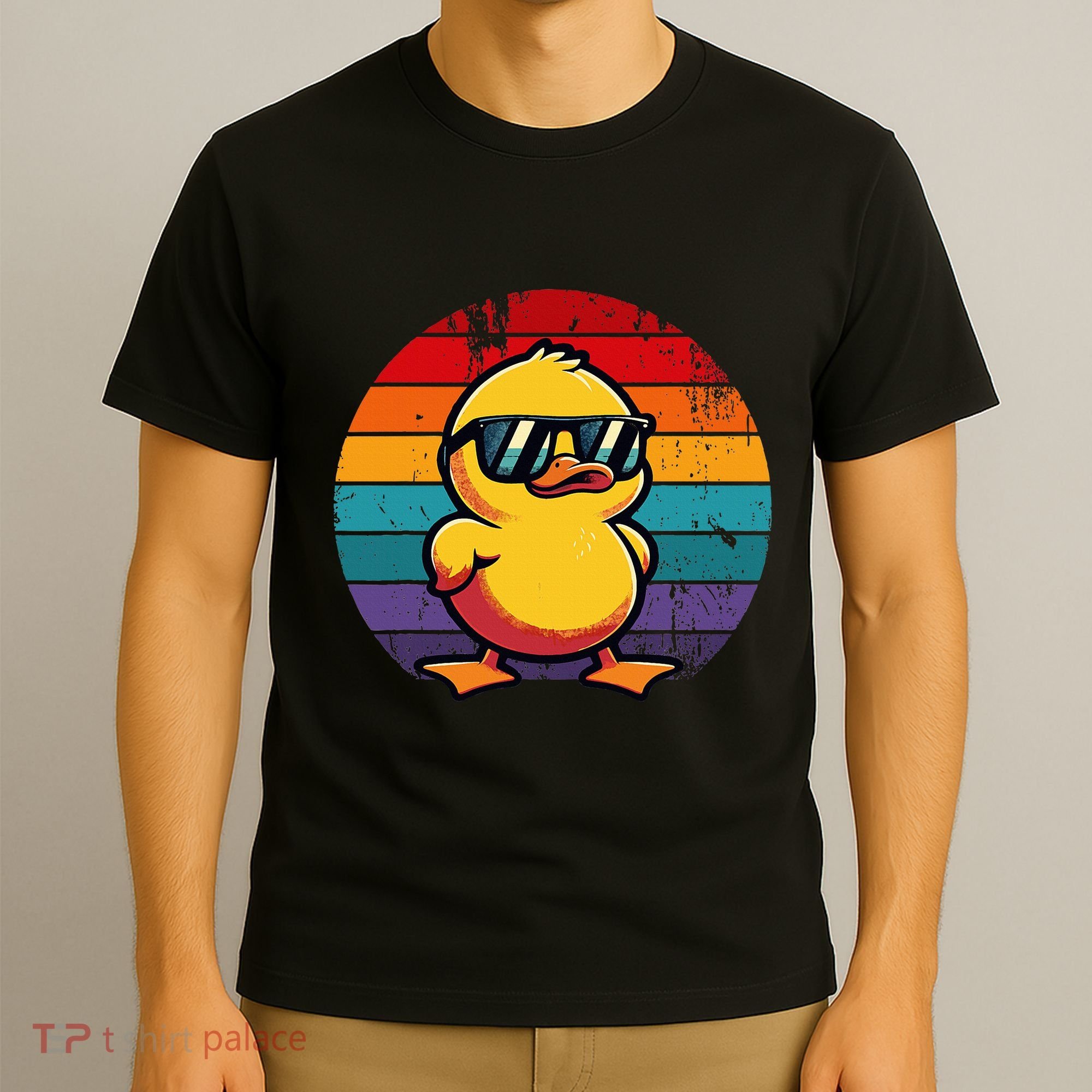 Cool Retro Yellow Duck In Sunglasses 70s 80s 90s T-Shirt