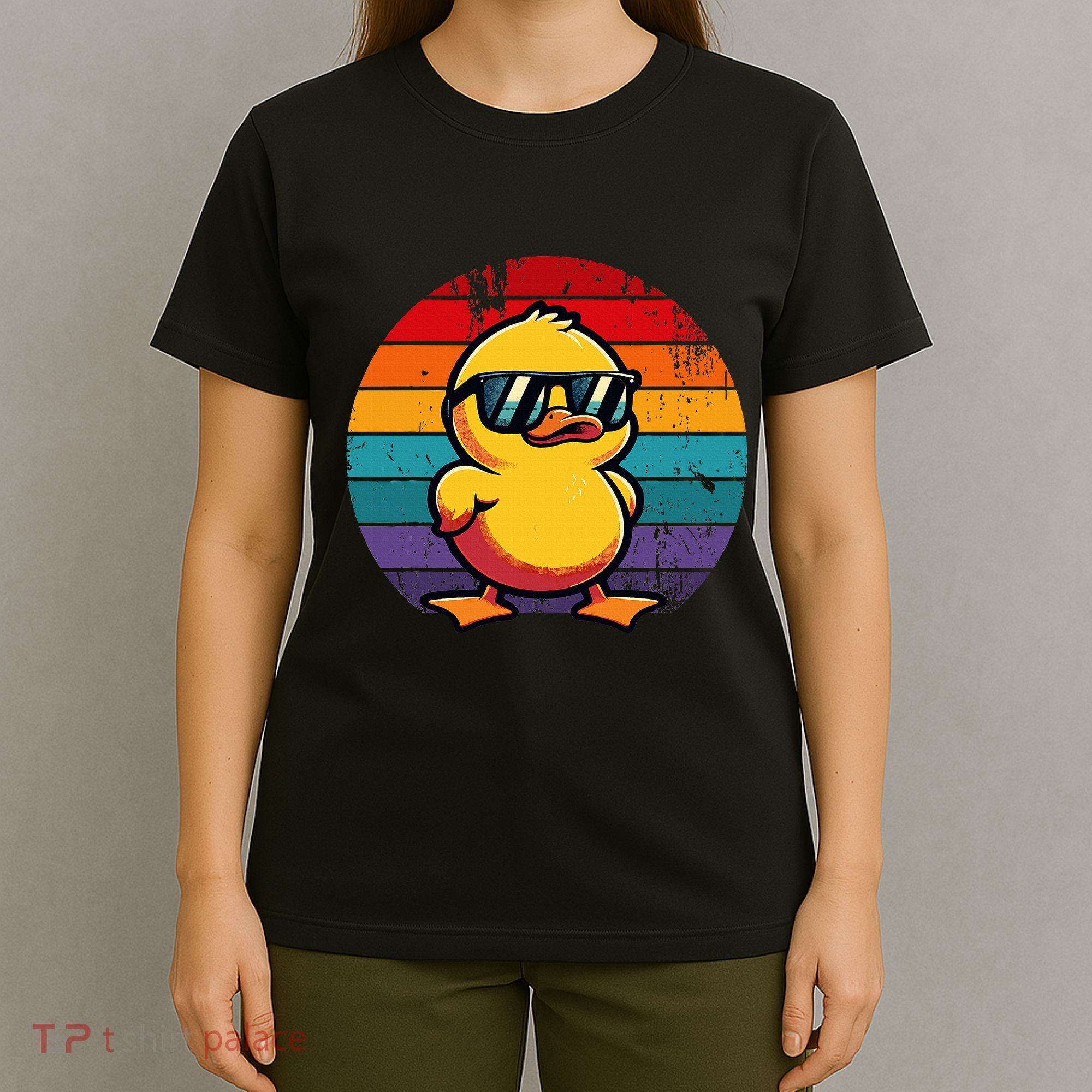 Cool Retro Yellow Duck In Sunglasses 70s 80s 90s T-Shirt
